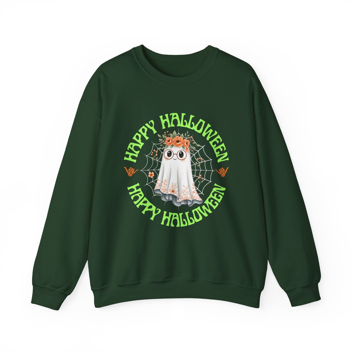 Halloween Ghost Sweatshirt, Cozy Fall Crewneck, Unisex Halloween Apparel, Cute Ghost Design, Perfect for Halloween Parties