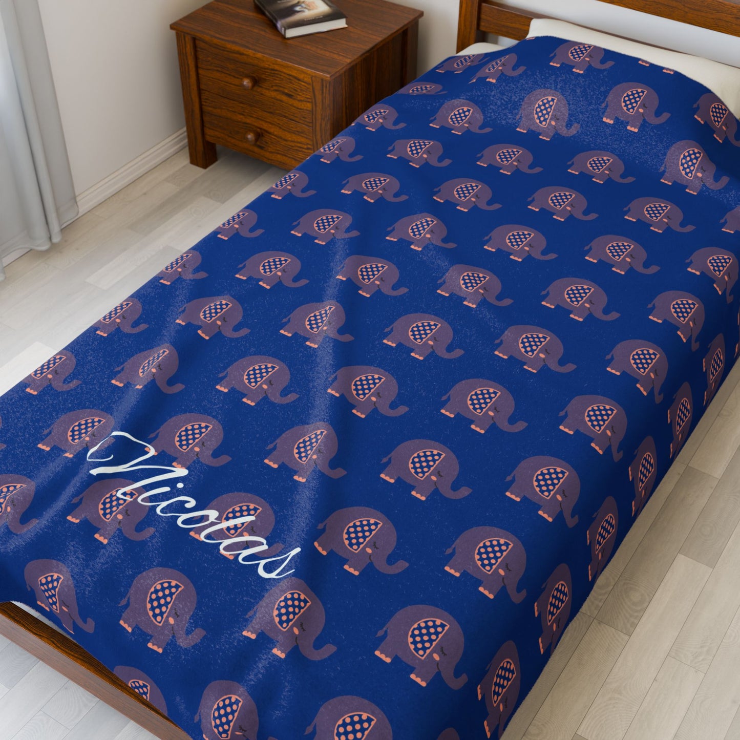Personalized Velveteen Plush Elephant Blanket