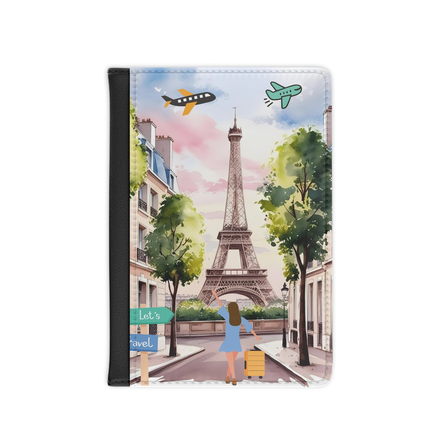 Paris Travel Passport Cover – Cute Eiffel Tower Design, "Let's Travel"