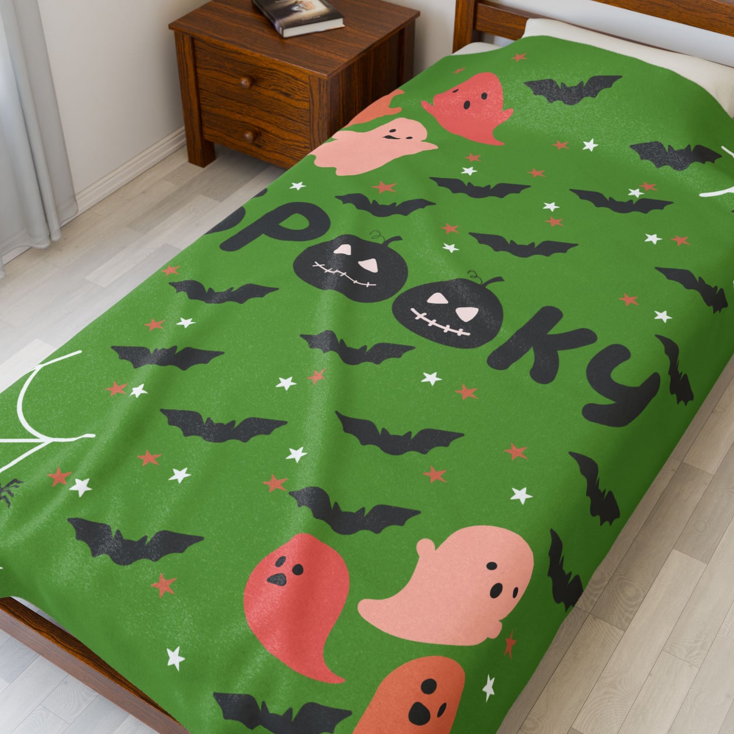 Spooky Ghosts Velveteen Plush Blanket | Cozy Halloween Throw | Soft Fall Decor | Kids Halloween Gift | Warm Plush Blanket