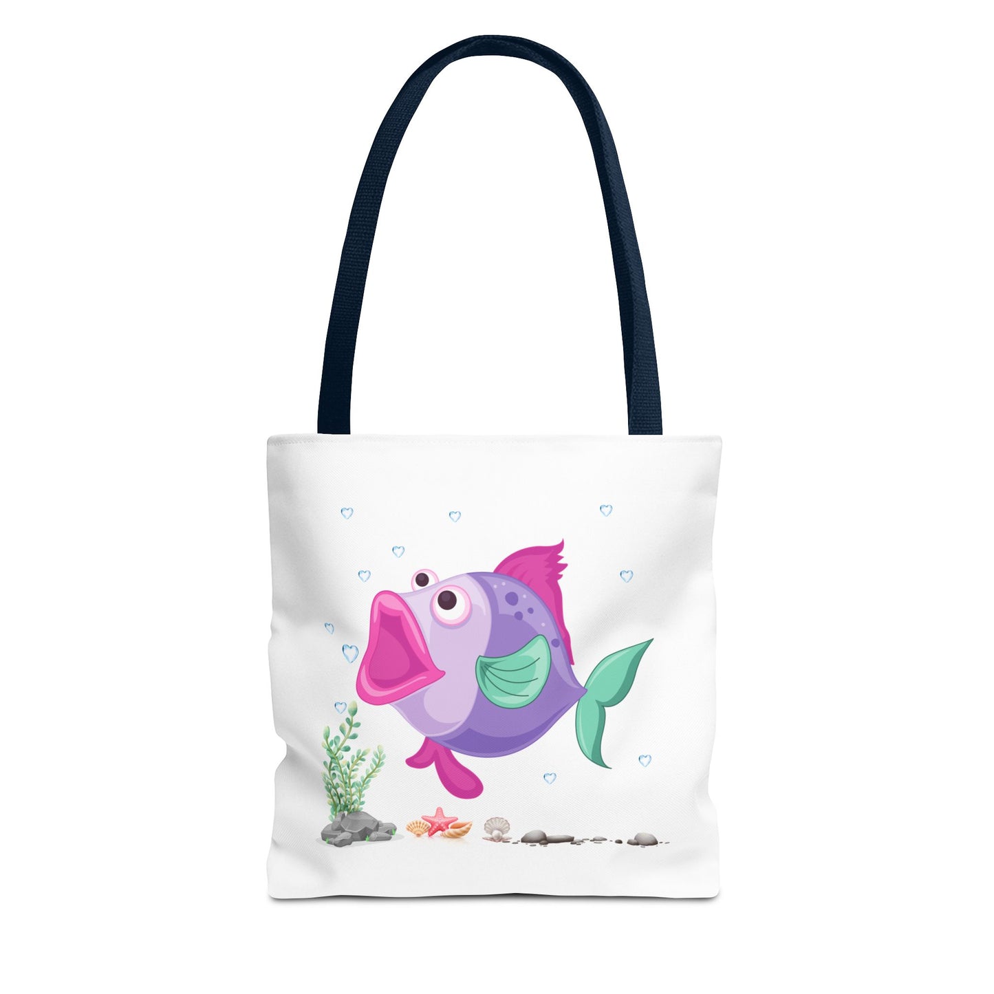Fish with open mouth bubbles and underwater flora. Tote Bag
