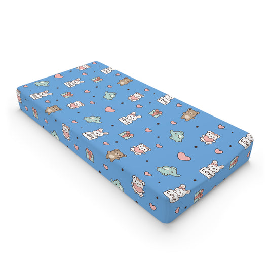 Baby Changing Pad Cover — Cute Baby Animals Pattern (Blue)
