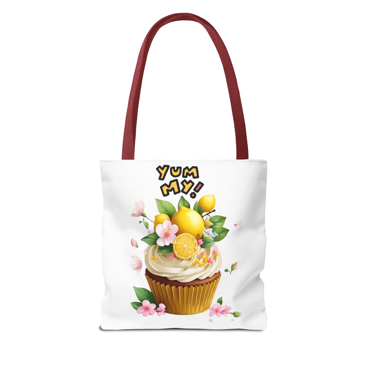 Lemon Cupcake Tote Bag — "Yum My!" Cute Dessert Floral Market Tote
