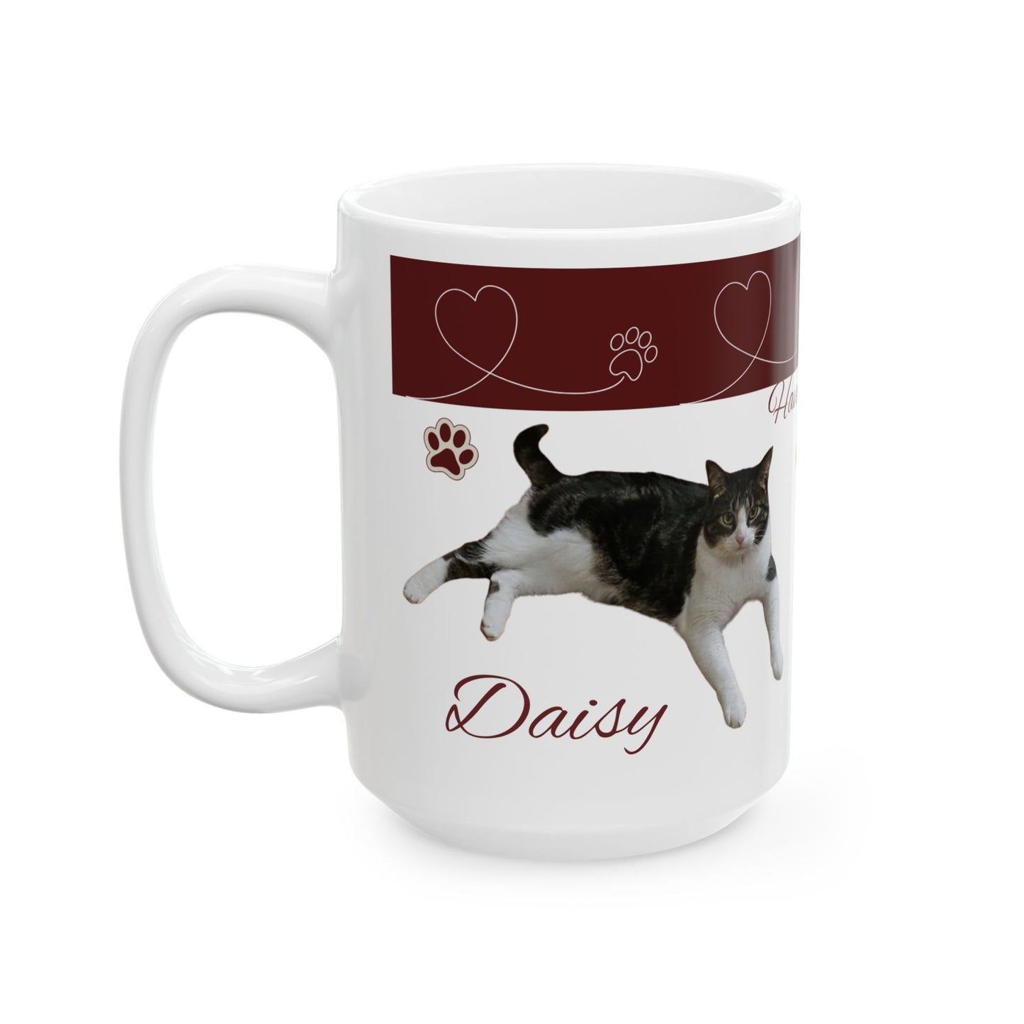 Have a Nice Day Cat Mug — Cute Paw Print Ceramic Coffee Cup (11oz/15oz)