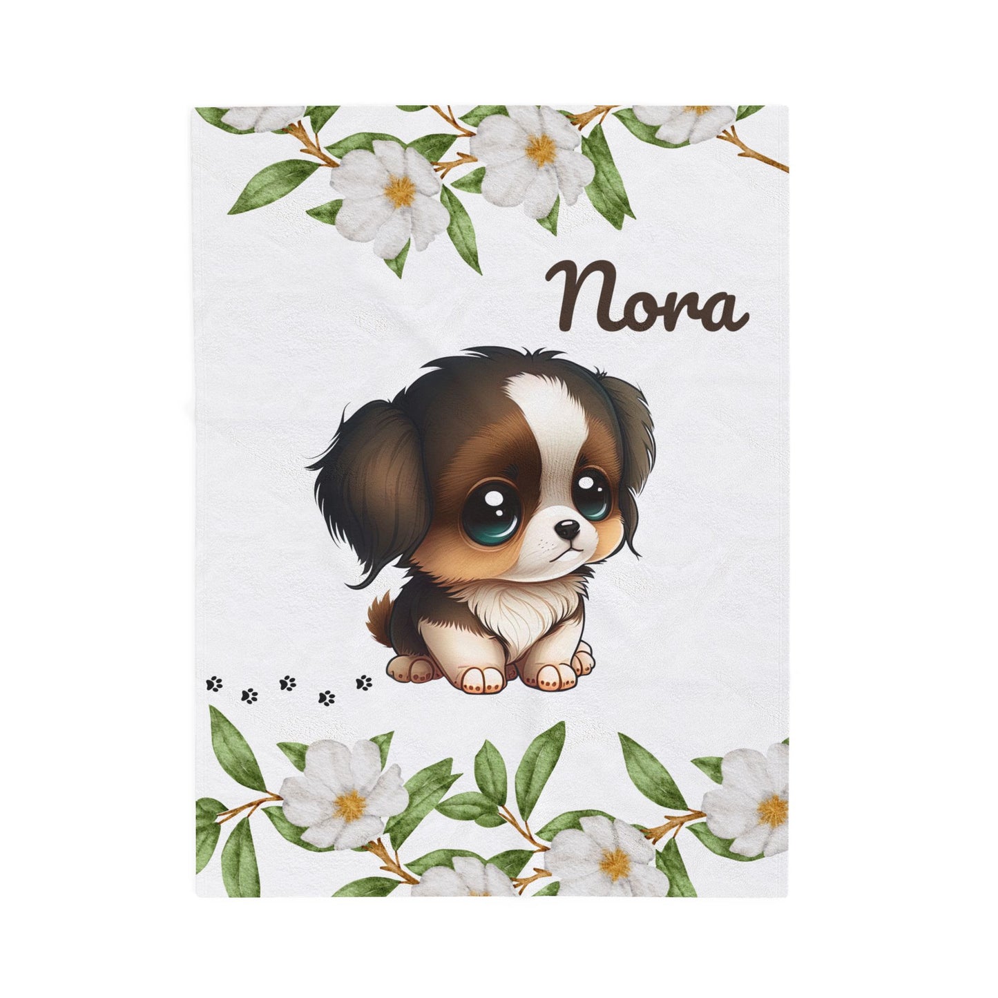 Personalized Puppy Velveteen Plush Blanket, Cozy Dog Lover Gift, Custom Blanket for Kids, Soft Pet Blanket, Home Decor