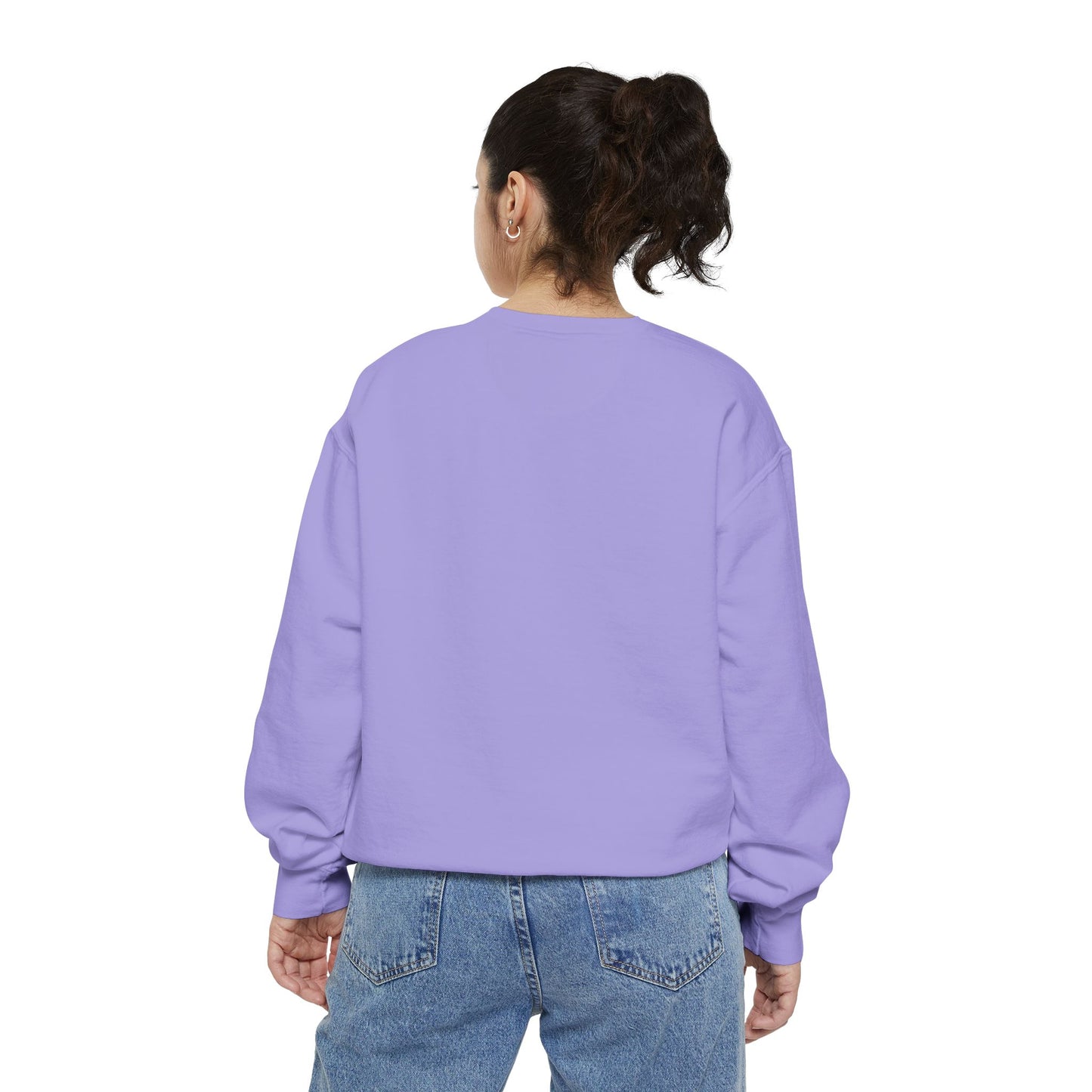 Dolphin wearing a straw hat with stylized water splashes Unisex Garment-Dyed Sweatshirt