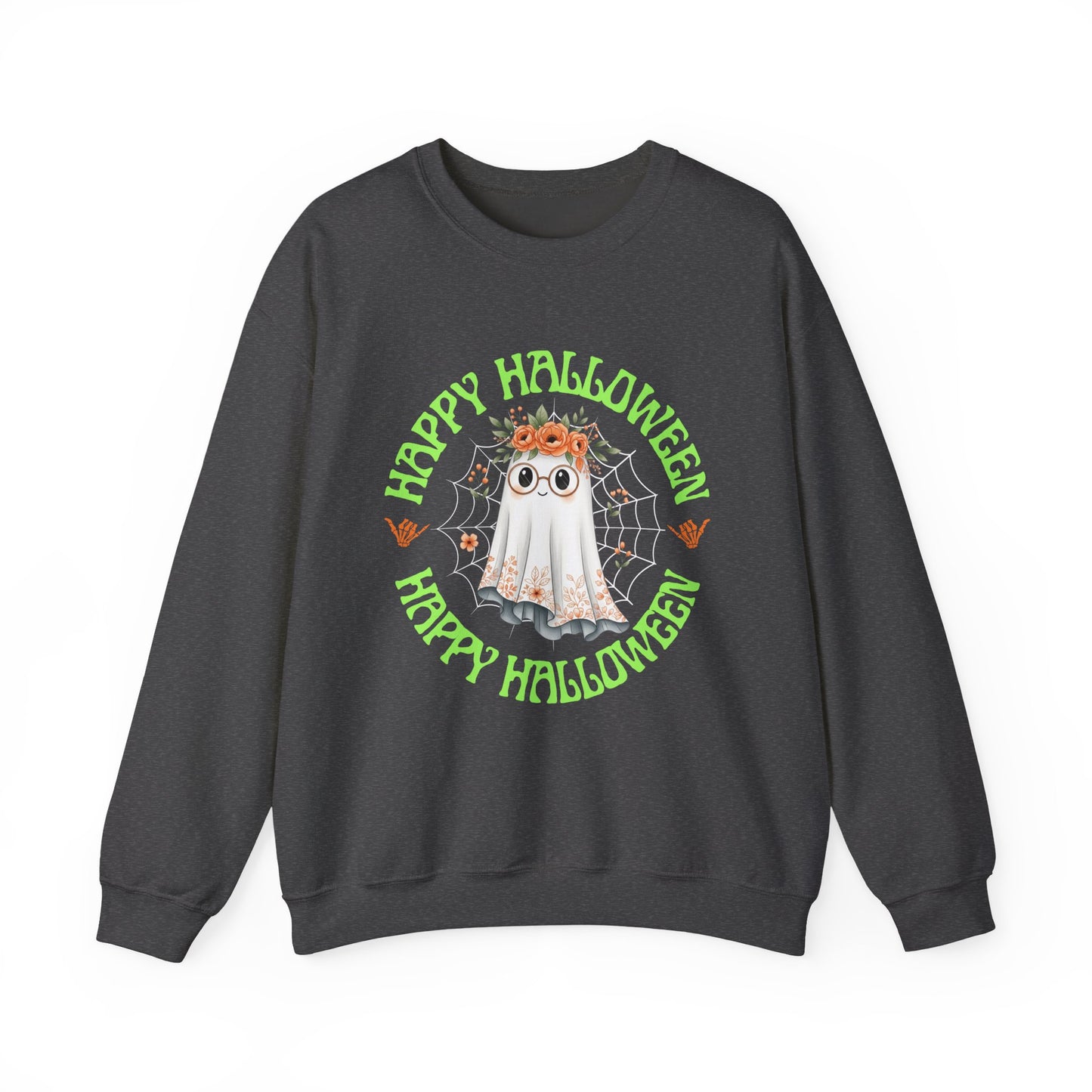 Halloween Ghost Sweatshirt, Cozy Fall Crewneck, Unisex Halloween Apparel, Cute Ghost Design, Perfect for Halloween Parties