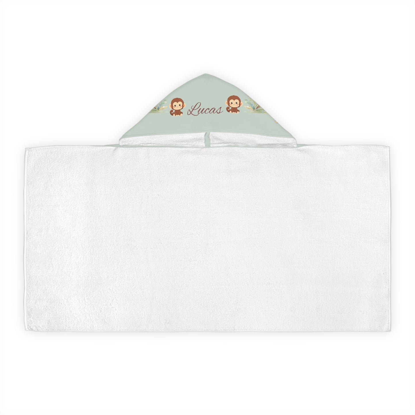 Hooded Towel — Personalized Tropical Monkey Kids Beach & Bath Towel (Custom Name "Lucas")