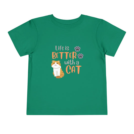 Toddler Cat-Themed Tee - 'Life is Better with a Cat', Kids T-Shirt, Animal Lover Gift, Cute Toddler Outfit, Cat Enthusiast Apparel, [...]