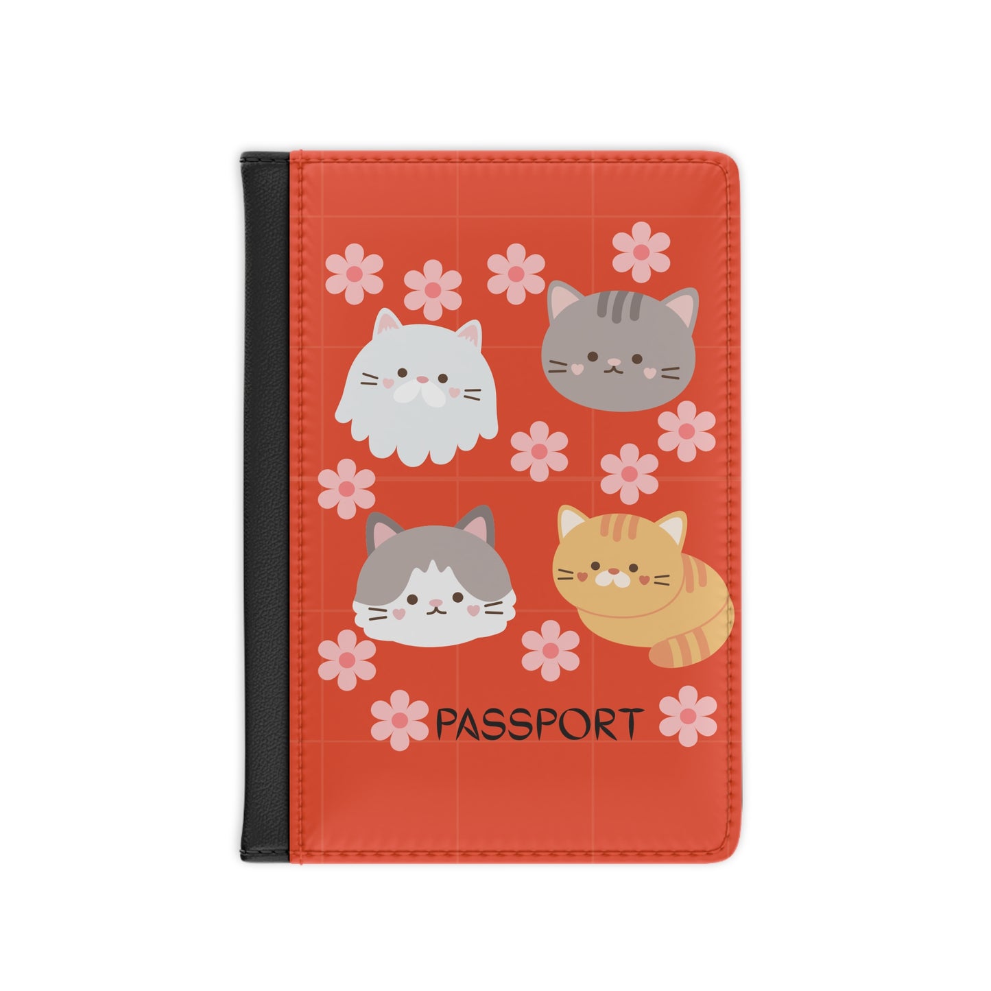 Cute Cats Passport Cover — Floral Kitty Travel Wallet
