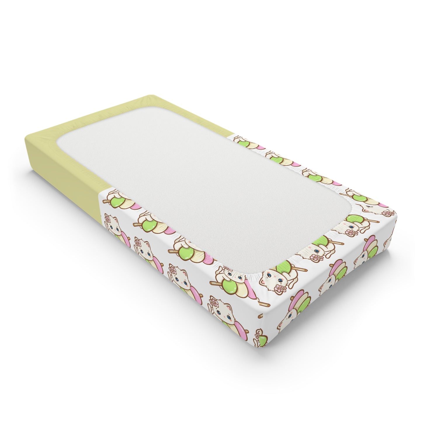 Cute Kitten Baby Changing Pad Cover — Soft Floral Cat Design, Personalized Nursery Accent