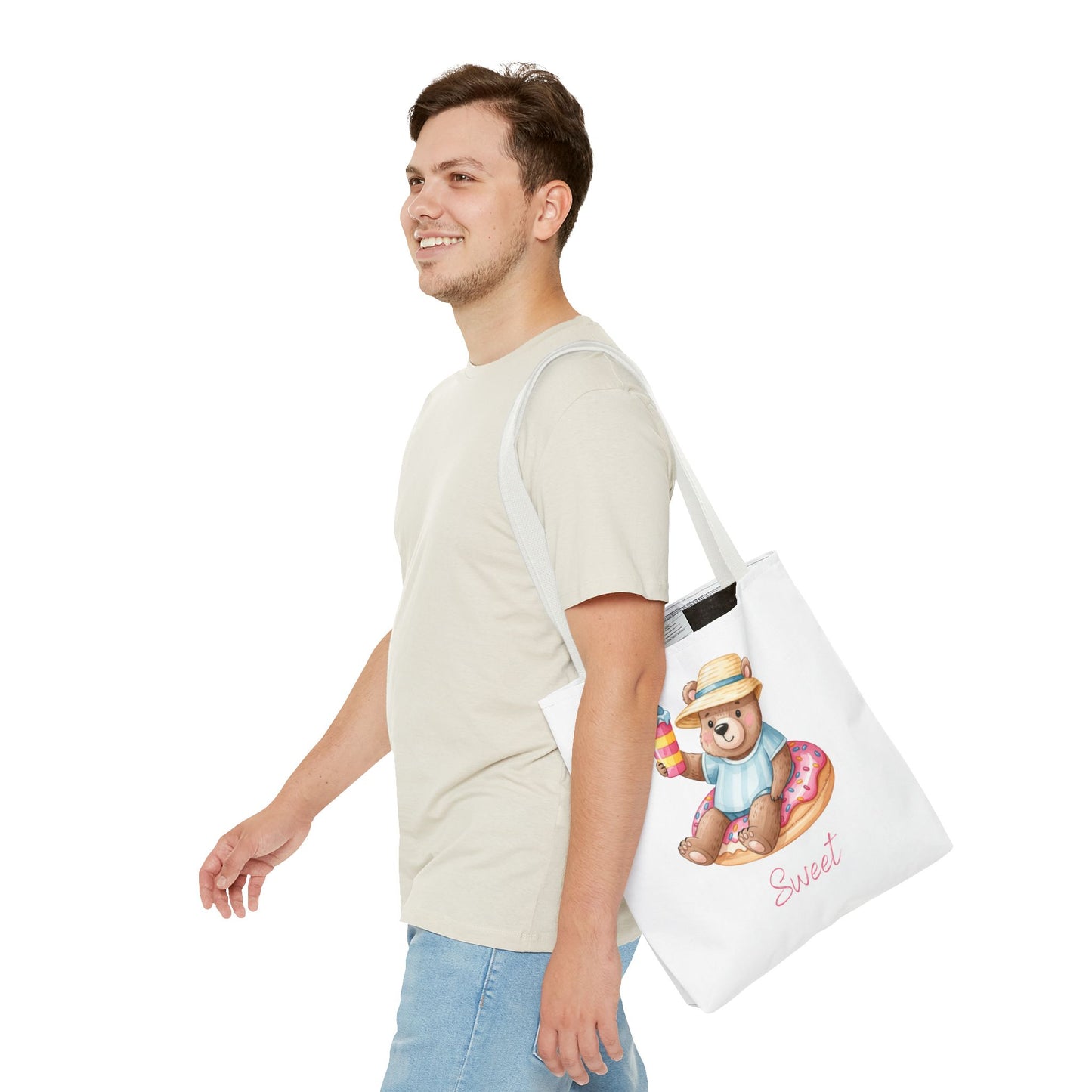 Sweet Bear Beach Tote - Cute Summer Teddy on Donut Float