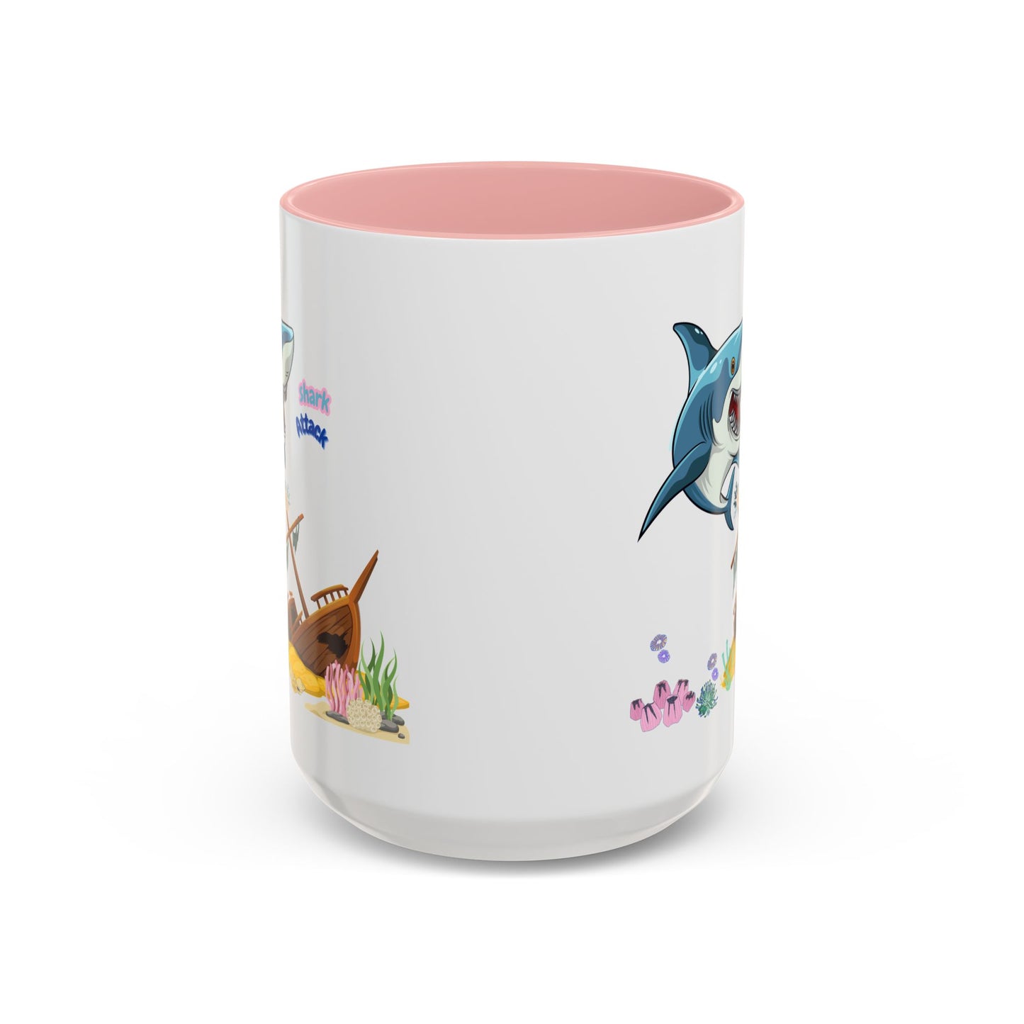 Shark ship colorful coral reef Coffee Mug