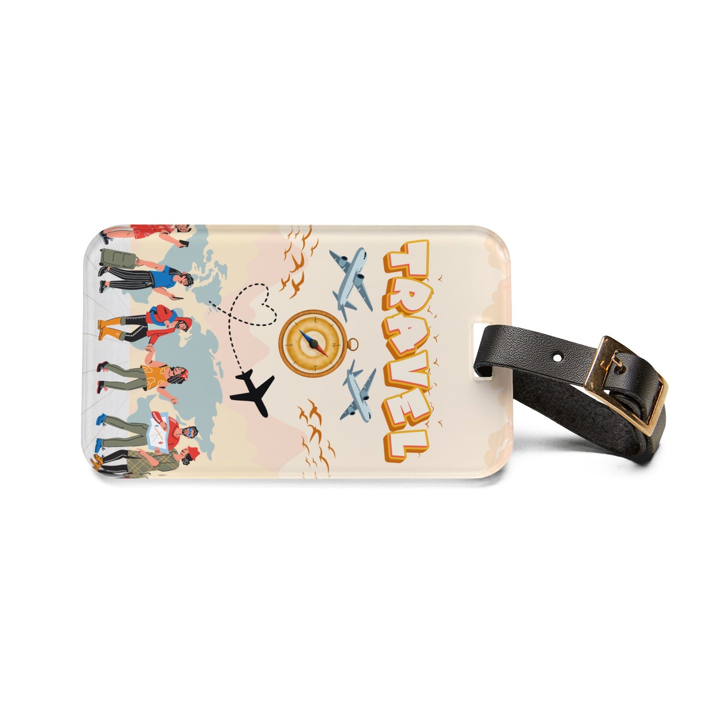 Travel Luggage Tag – Retro Plane Compass Design ("TRAVEL")