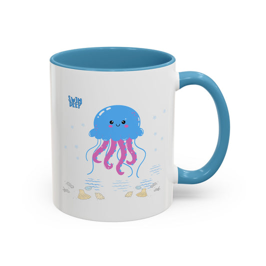 Blue jellyfish with pink tentacles Coffee Mug