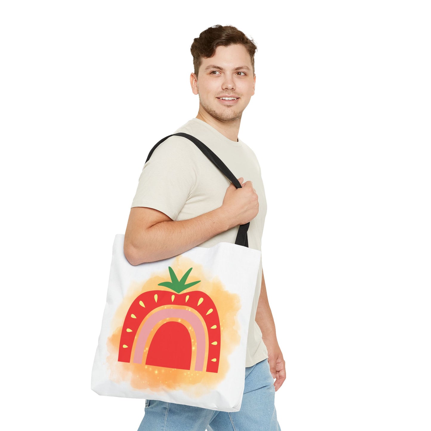 Strawberry Rainbow Tote Bag – Cute Fruit Watercolor AOP Tote