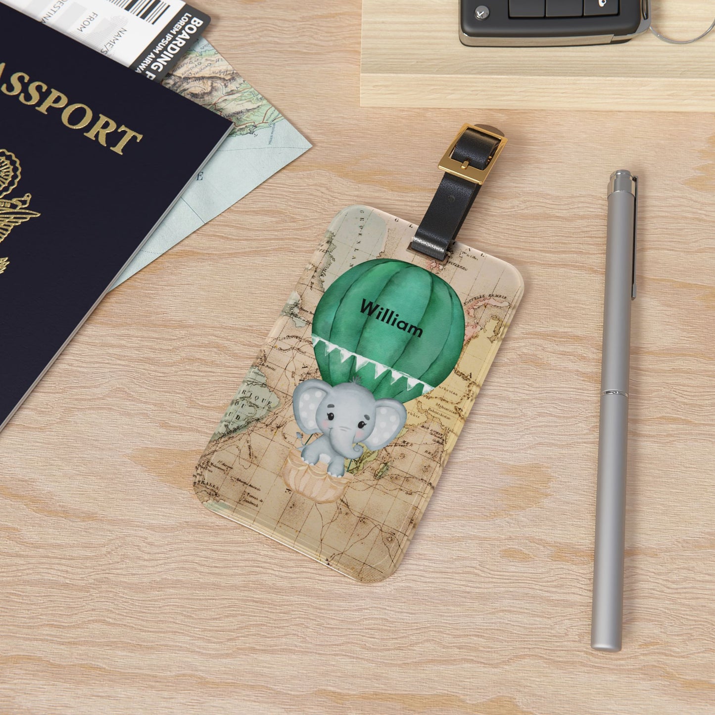 Personalized Elephant Hot Air Balloon Luggage Tag
