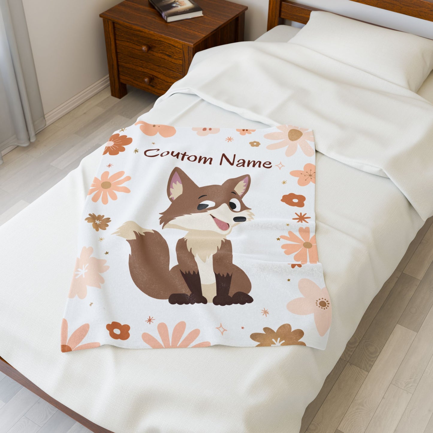 Personalized Velveteen Plush Blanket with Cute Fox Design, Custom Name Blanket, Children's Bedroom Decor, Cozy Gift for Kids, Baby [...]