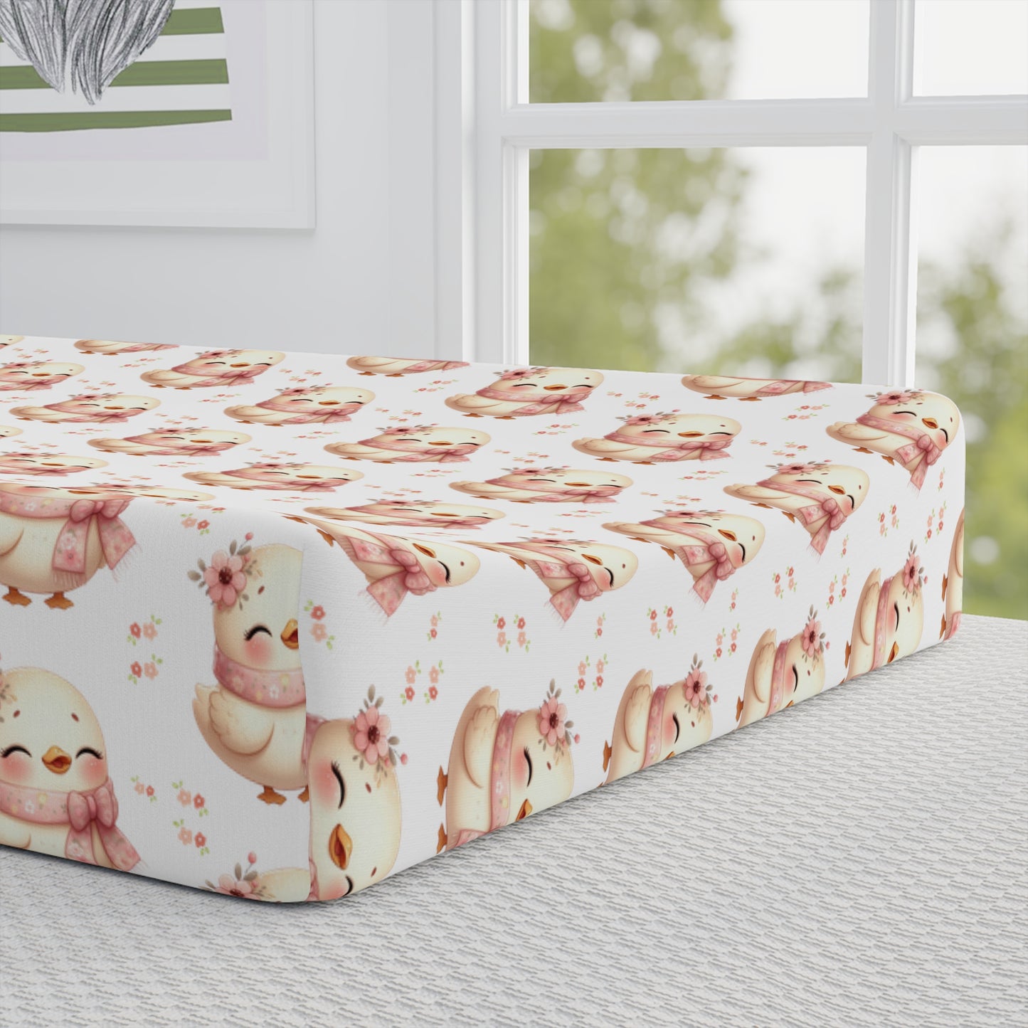 Baby Changing Pad Cover - Cute Watercolor Fox Pattern, Soft Fitted Nursery Bedding