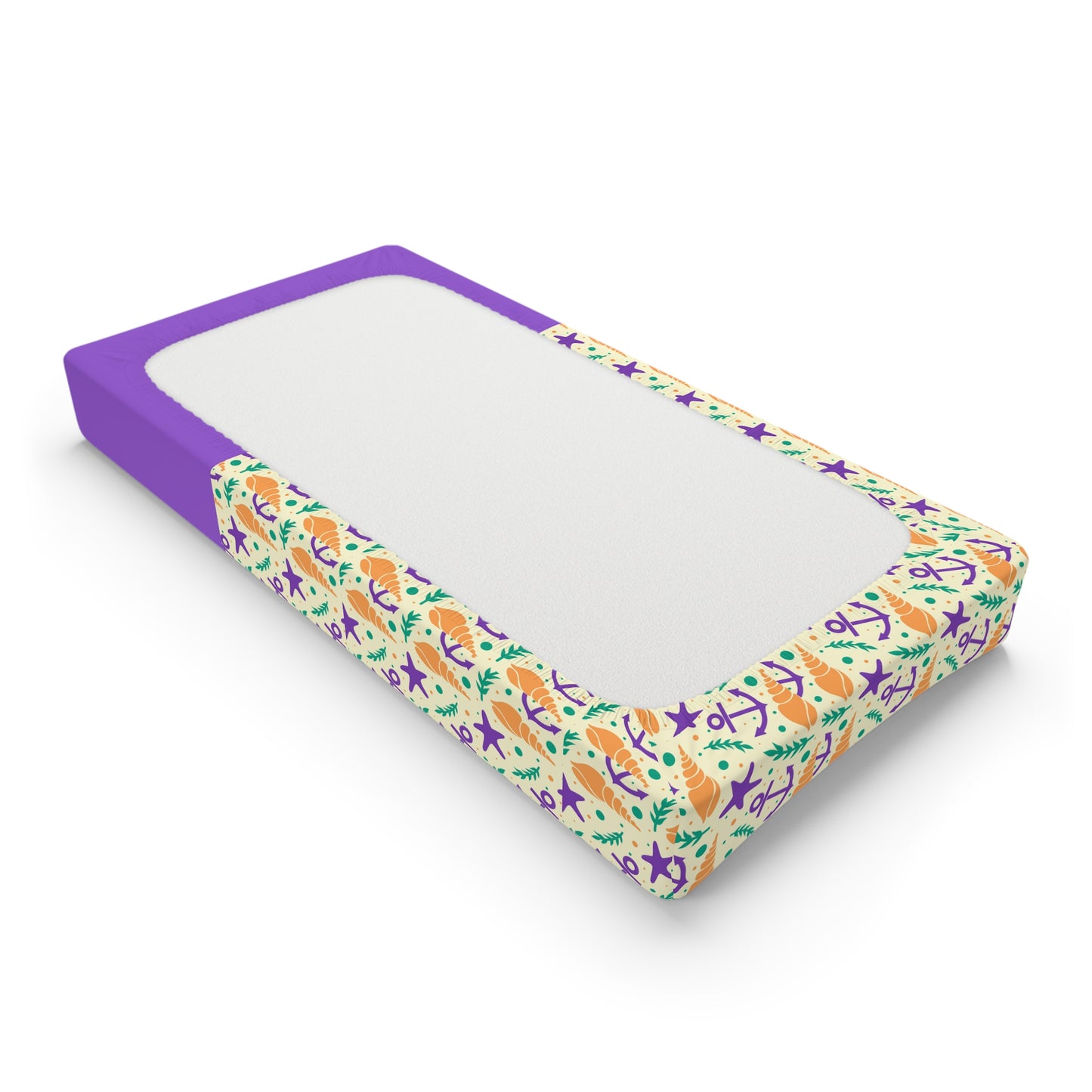 Changing Pad Cover — Personalized Seashell & Starfish Baby Changing Mat Cover (Name Option)