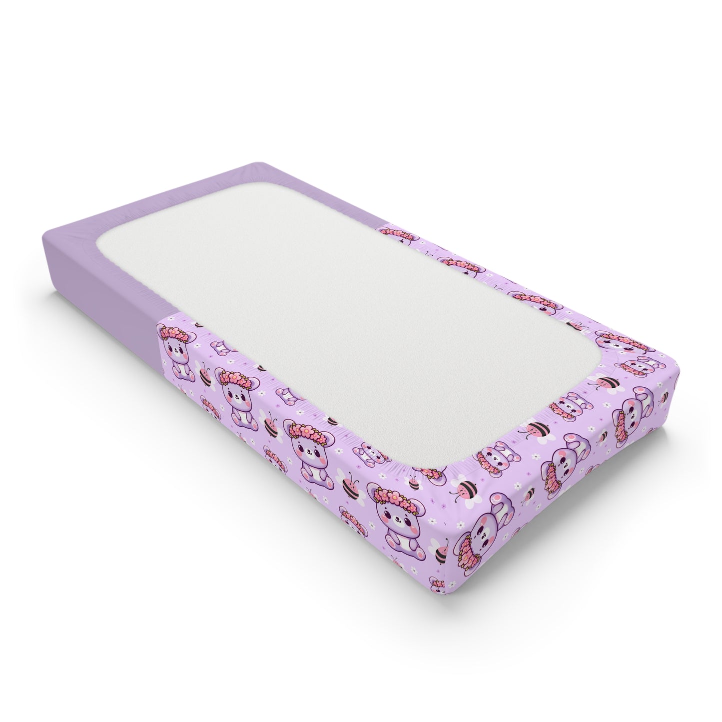 Personalized Lavender Baby Changing Pad Cover — Cute Cartoon Cow Pattern with Name