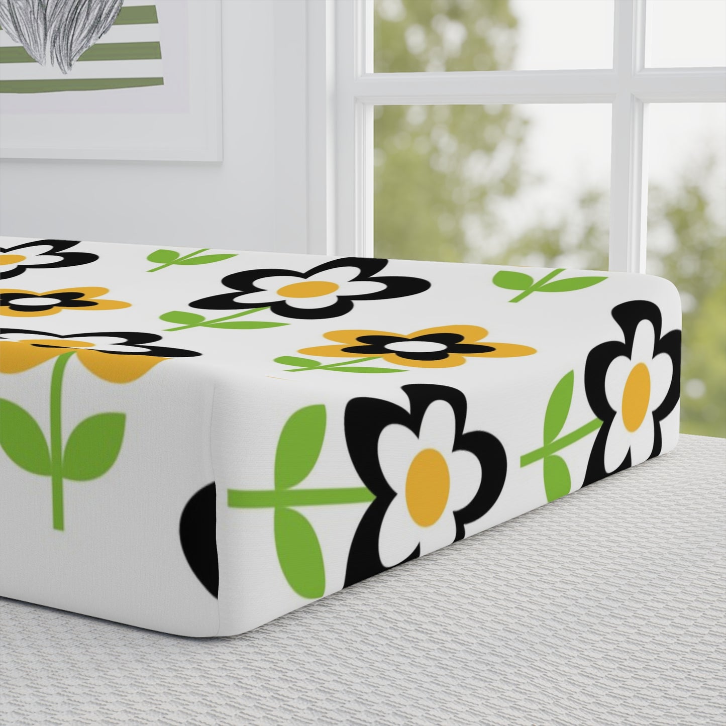 Floral Bee Baby Changing Pad Cover — Personalized Nursery Bedding