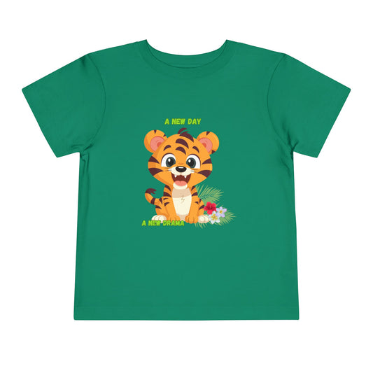 Adorable Toddler Tiger Tee, Cute Animal Tee for Kids, Birthday Gift, Playtime Shirt, Baby Shower Gift, A New Day A New Cheer