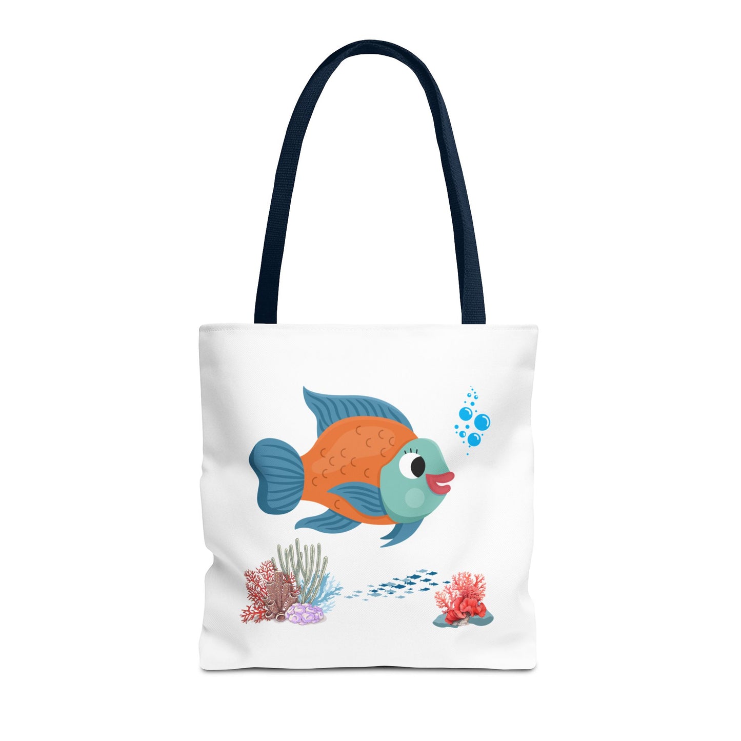 Orange and blue fish with coral and bubble Tote Bag