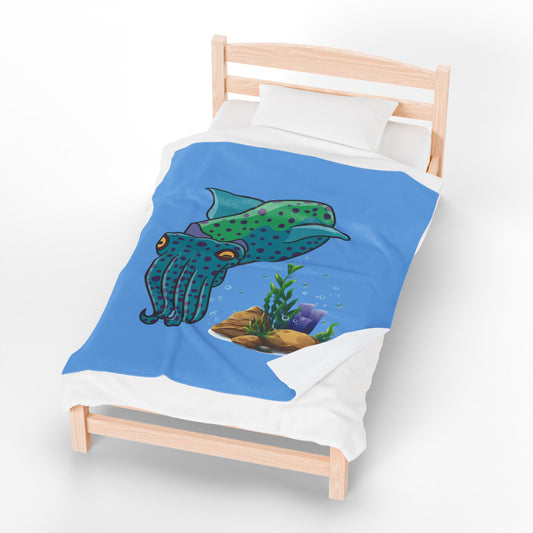 Cute with marine habitat coral and bubbles Velveteen Plush Blanket
