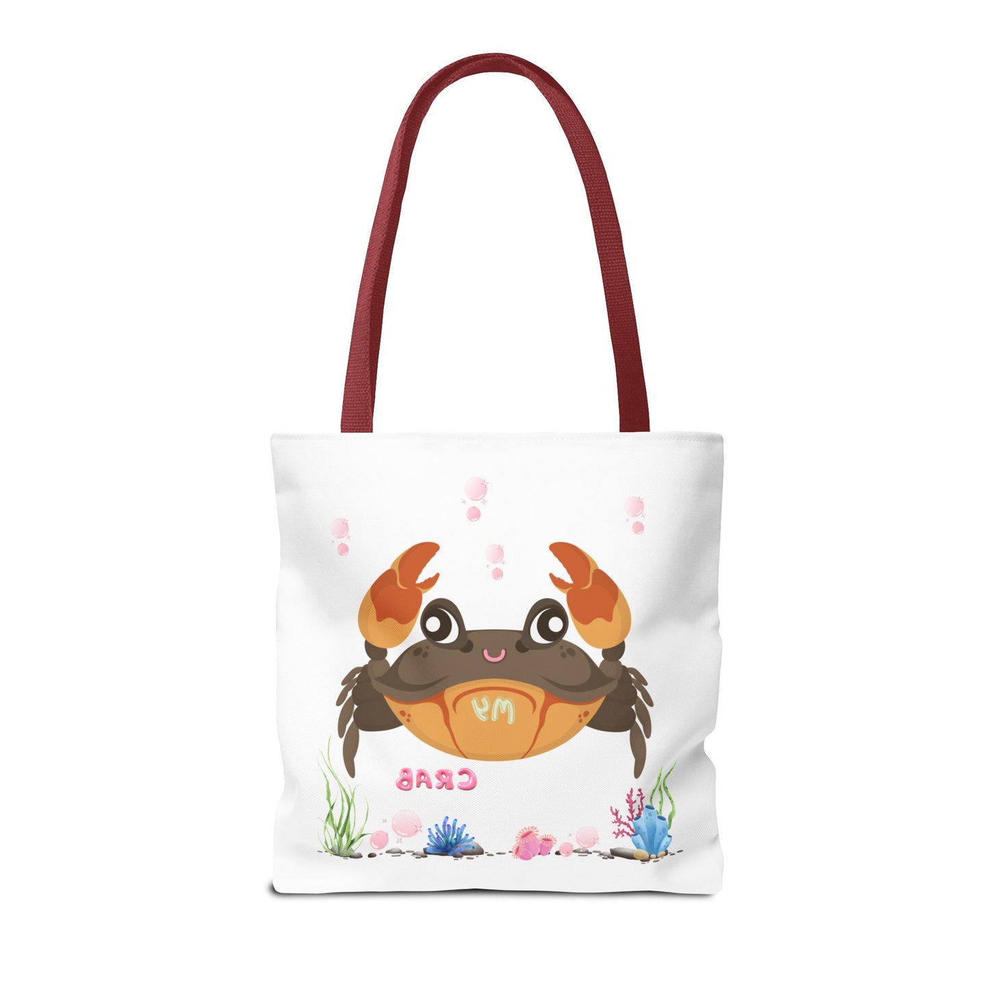 Crab with subtle bubbles and underwater flora Tote Bag