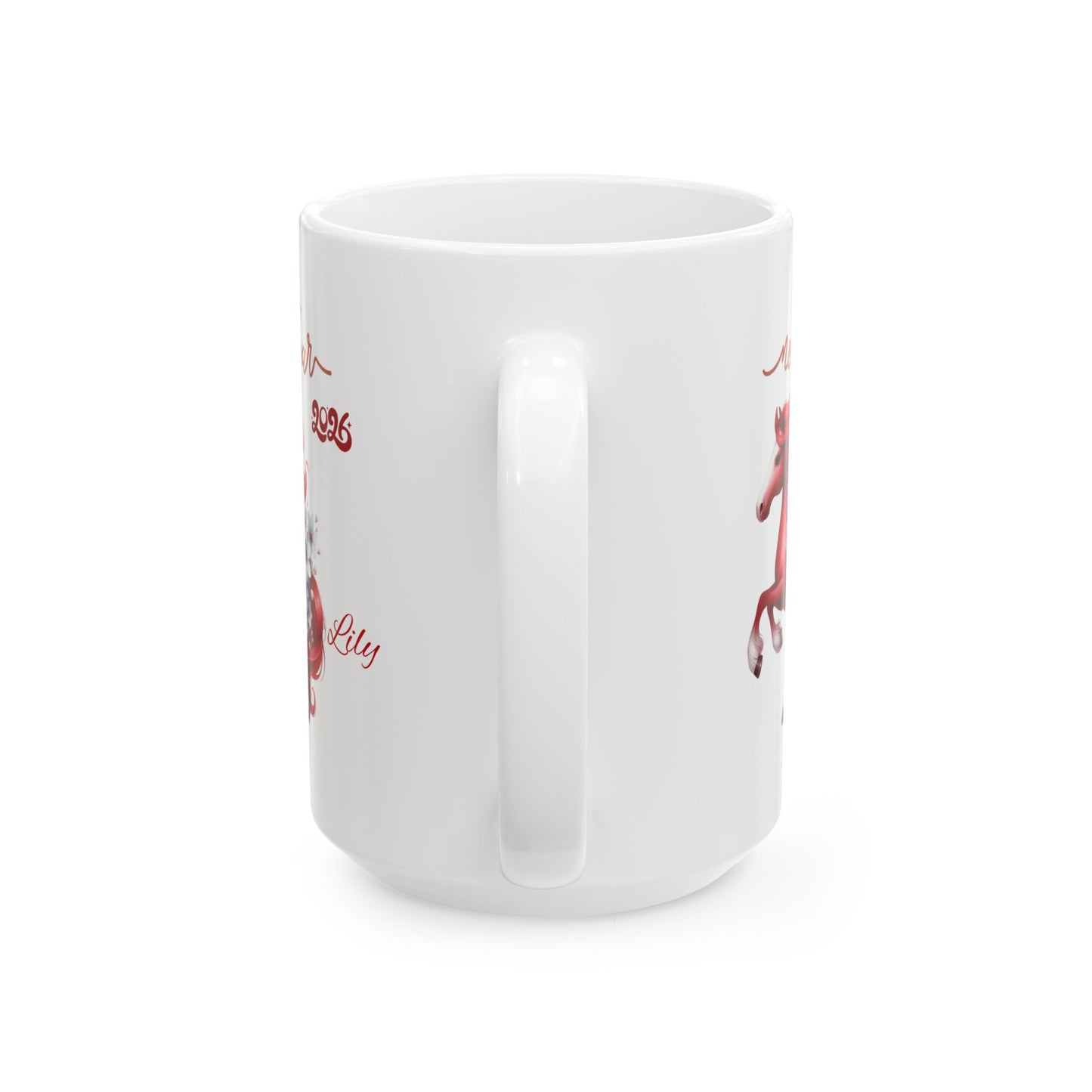Personalized Red Unicorn Ceramic Mug — Custom Name & Birth Year Coffee Cup (11oz/15oz)