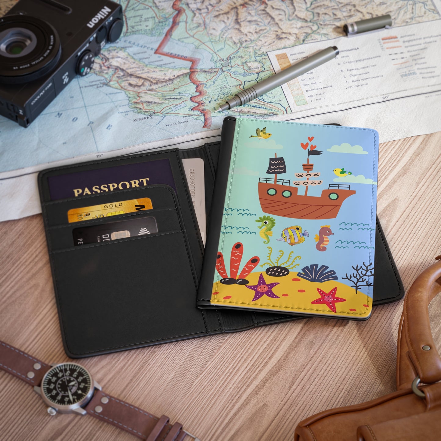 Cute Pirate Ship Passport Cover — Kids’ Ocean Travel Document Holder