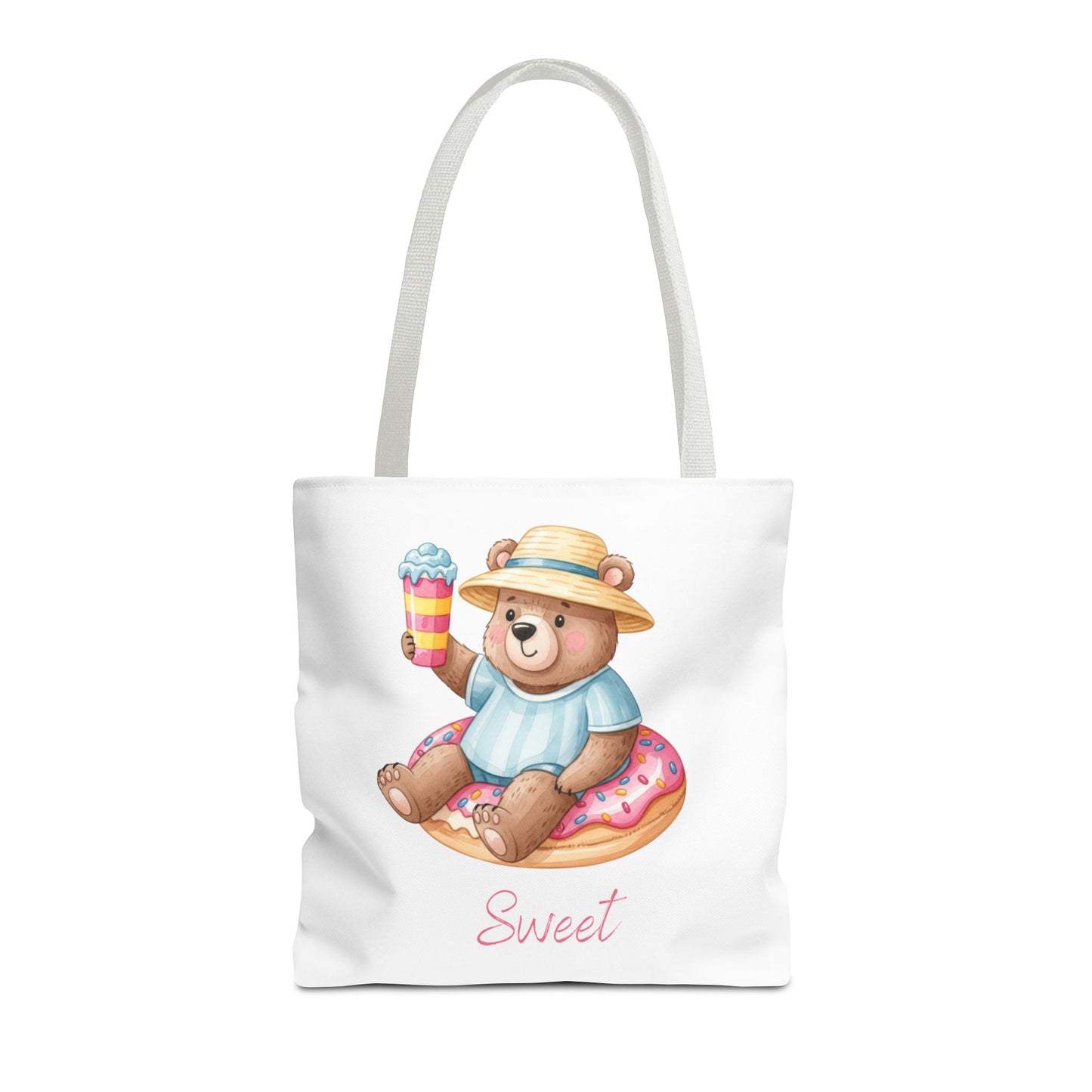 Sweet Bear Beach Tote - Cute Summer Teddy on Donut Float