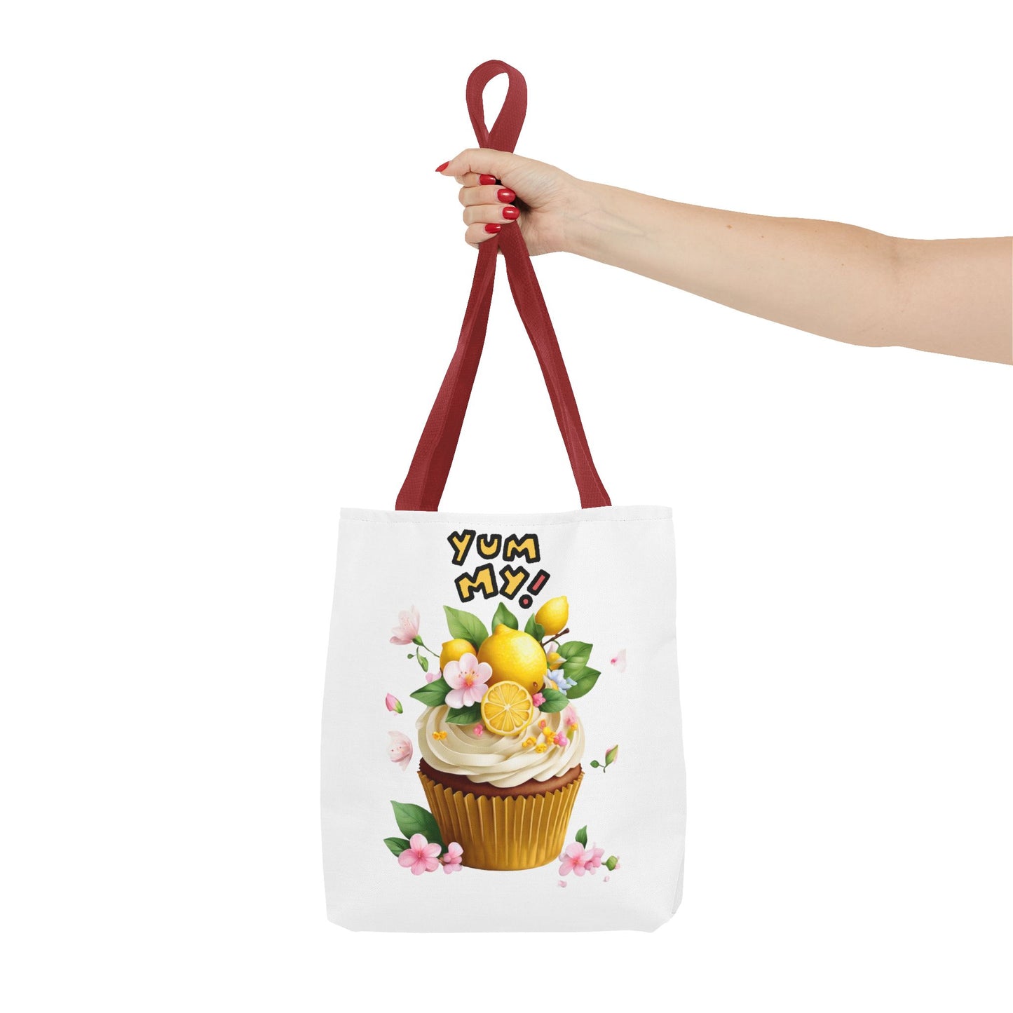 Lemon Cupcake Tote Bag — "Yum My!" Cute Dessert Floral Market Tote