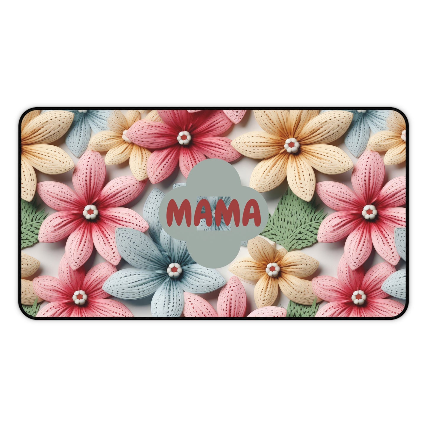 Mama Floral Desk Mat — Colorful Knitted Flower Mouse Pad for Mom, Mother's Day Gift
