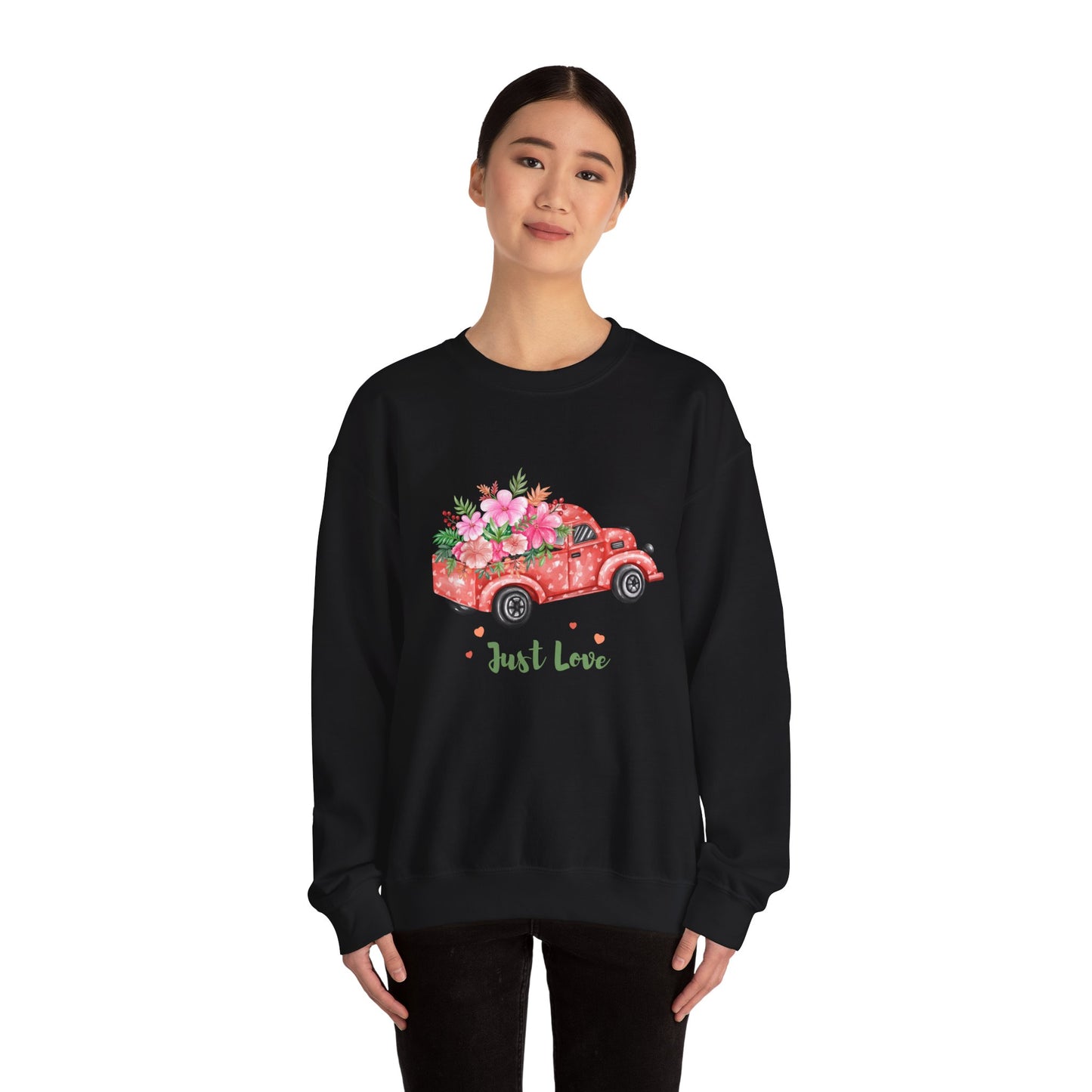 Flower Truck Crewneck Sweatshirt, Cozy Unisex Sweater for Valentine's Day, Comfortable Gift for Him/Her, Casual Love Apparel, Floral [...]