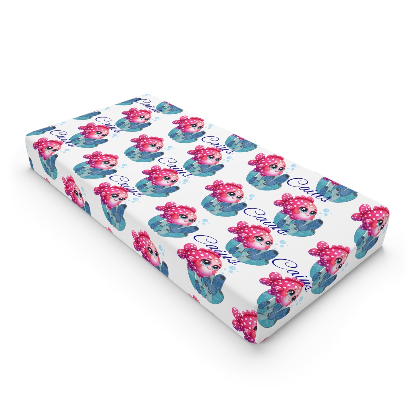 Mermaid Princess Baby Changing Pad Cover — Pink & Teal Nautical Nursery