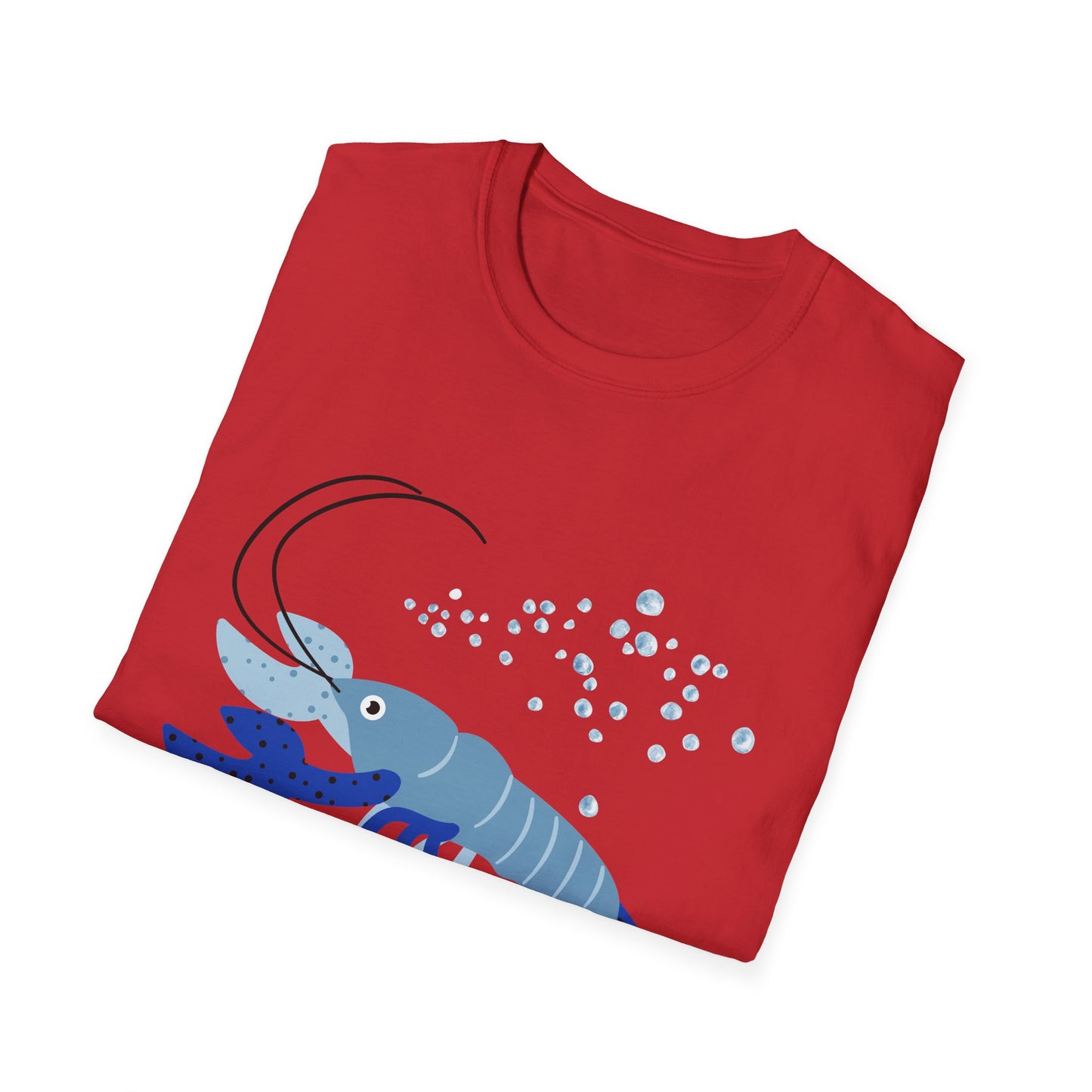 Blue Lobster Unisex Softstyle T-Shirt, Seafood Lover Tee, Summer Casual Wear, Beach T-Shirt, Gift for Foodies