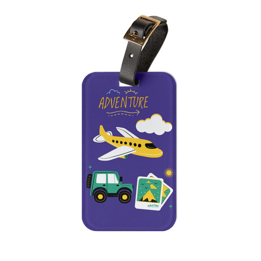 Adventure Luggage Tag — Cute Plane & Travel Icons ID Tag for Kids & Families