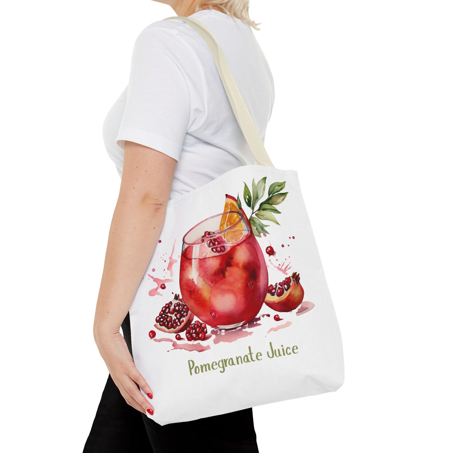 Pomegranate Juice Tote Bag — Watercolor Fruit Canvas Tote