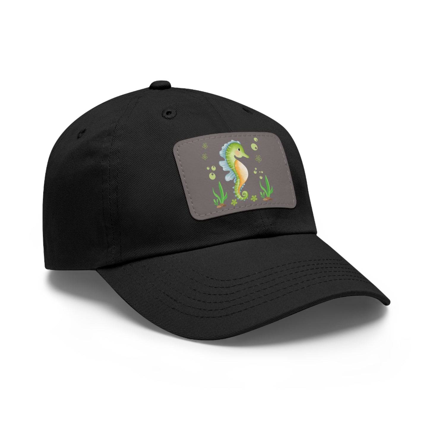 Seahorse with a focus on the natural world Dad Hat with Leather Patch (Rectangle)