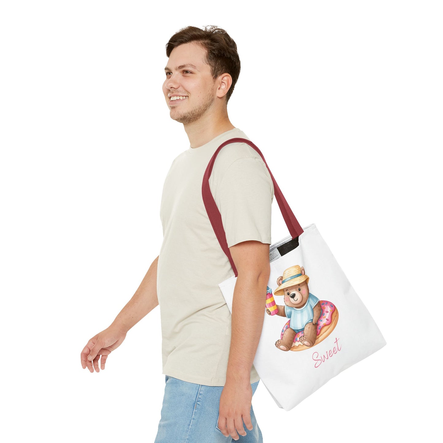 Sweet Bear Beach Tote - Cute Summer Teddy on Donut Float