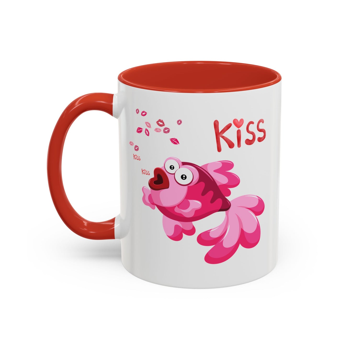 Pink fish with open mouth and kiss Coffee Mug