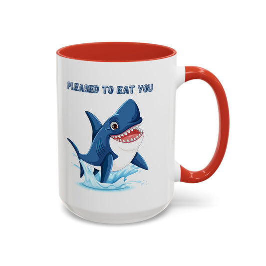 Humorous cartoon shark with threatening text Coffee Mug