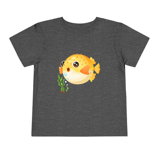 Cute Pufferfish Toddler Tee, Fun Kids T-Shirt, Beach Day Outfit, Summer Fun Apparel, Marine Life Tee