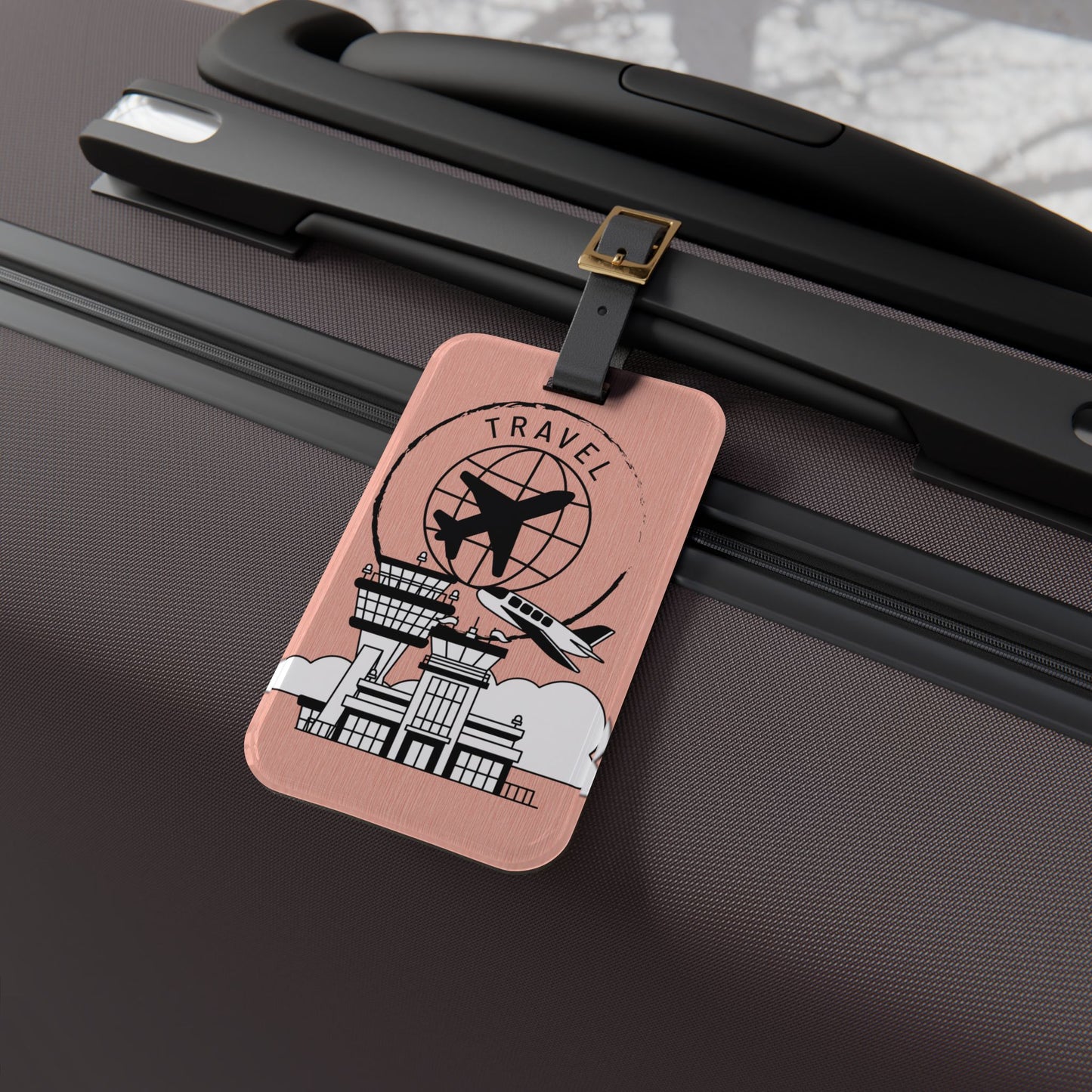 Travel Luggage Tag – Pink Airport Plane Design