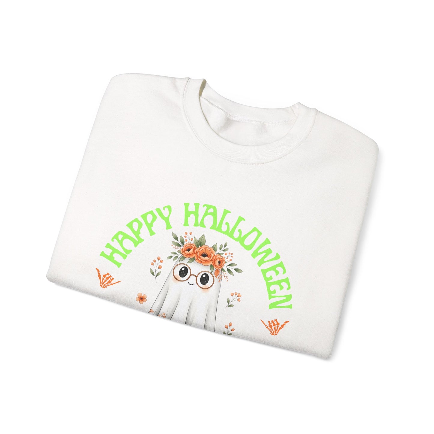 Halloween Ghost Sweatshirt, Cozy Fall Crewneck, Unisex Halloween Apparel, Cute Ghost Design, Perfect for Halloween Parties