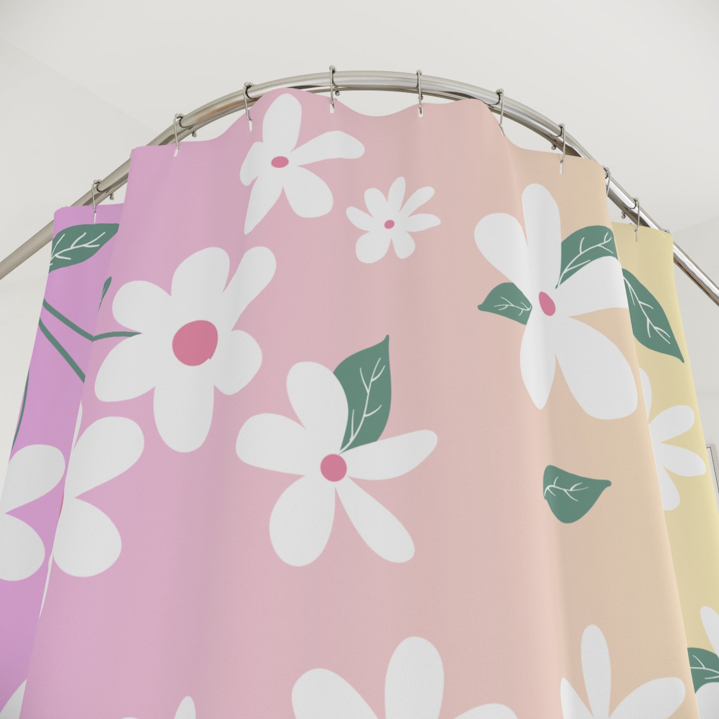 Floral Ditsy Shower Curtain — Pastel Daisies Bathroom Decor