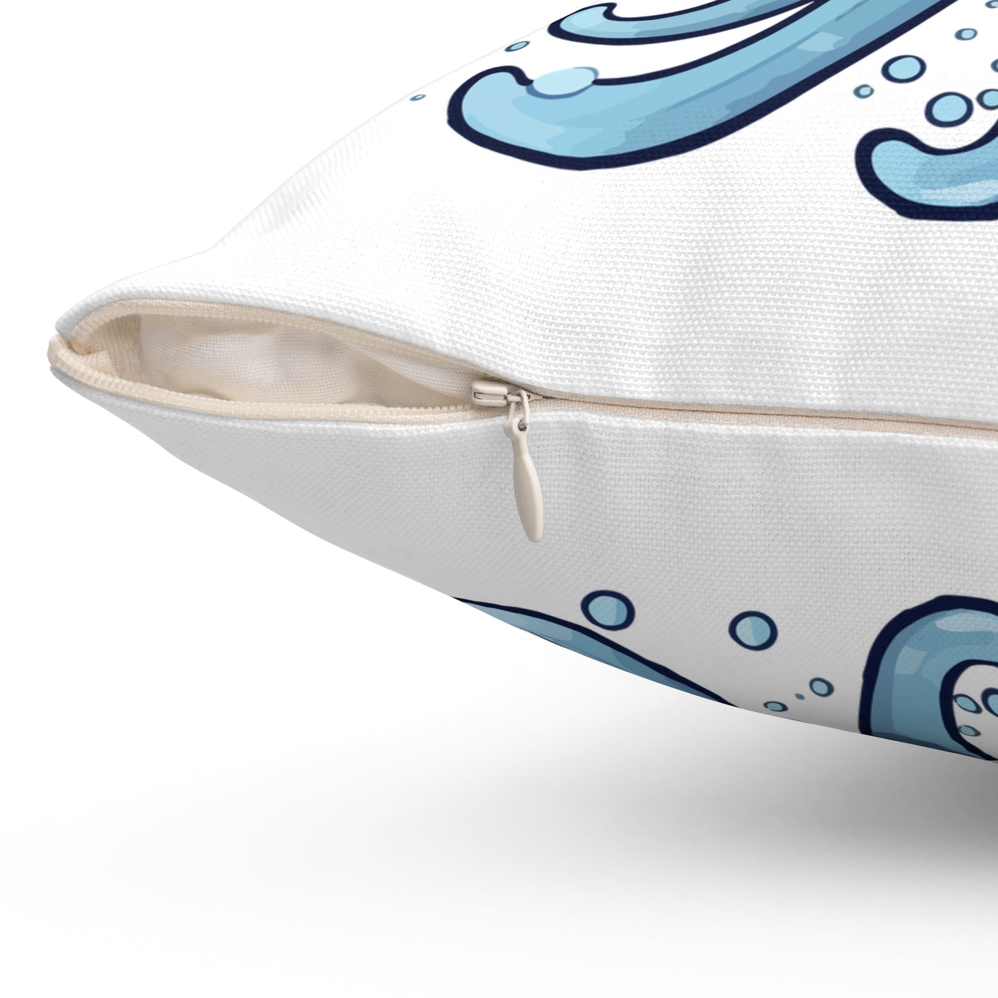 Blue jellyfish with a pink tiara Spun Polyester Square Pillow