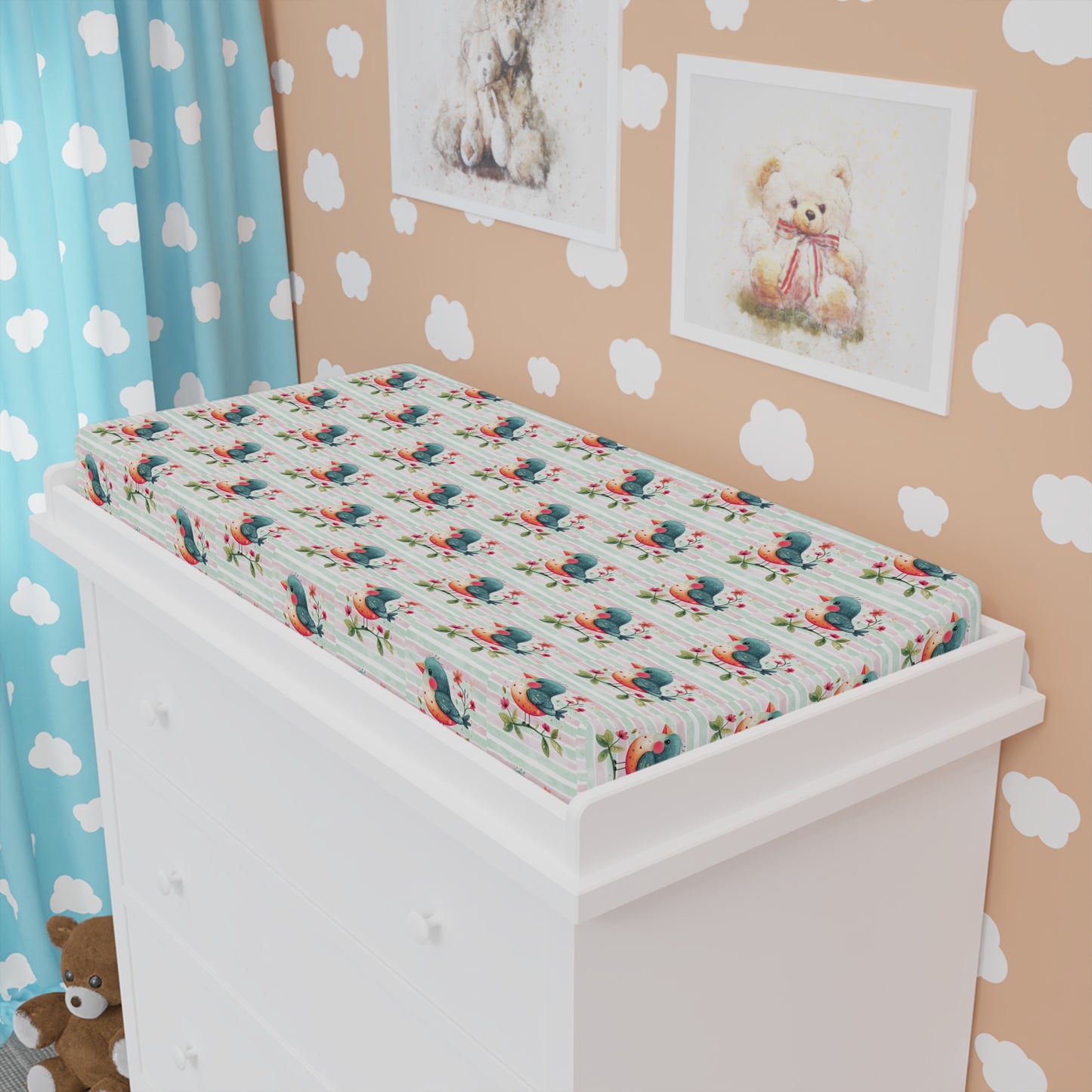 Bird Baby Changing Pad Cover — Soft Nursery Accent